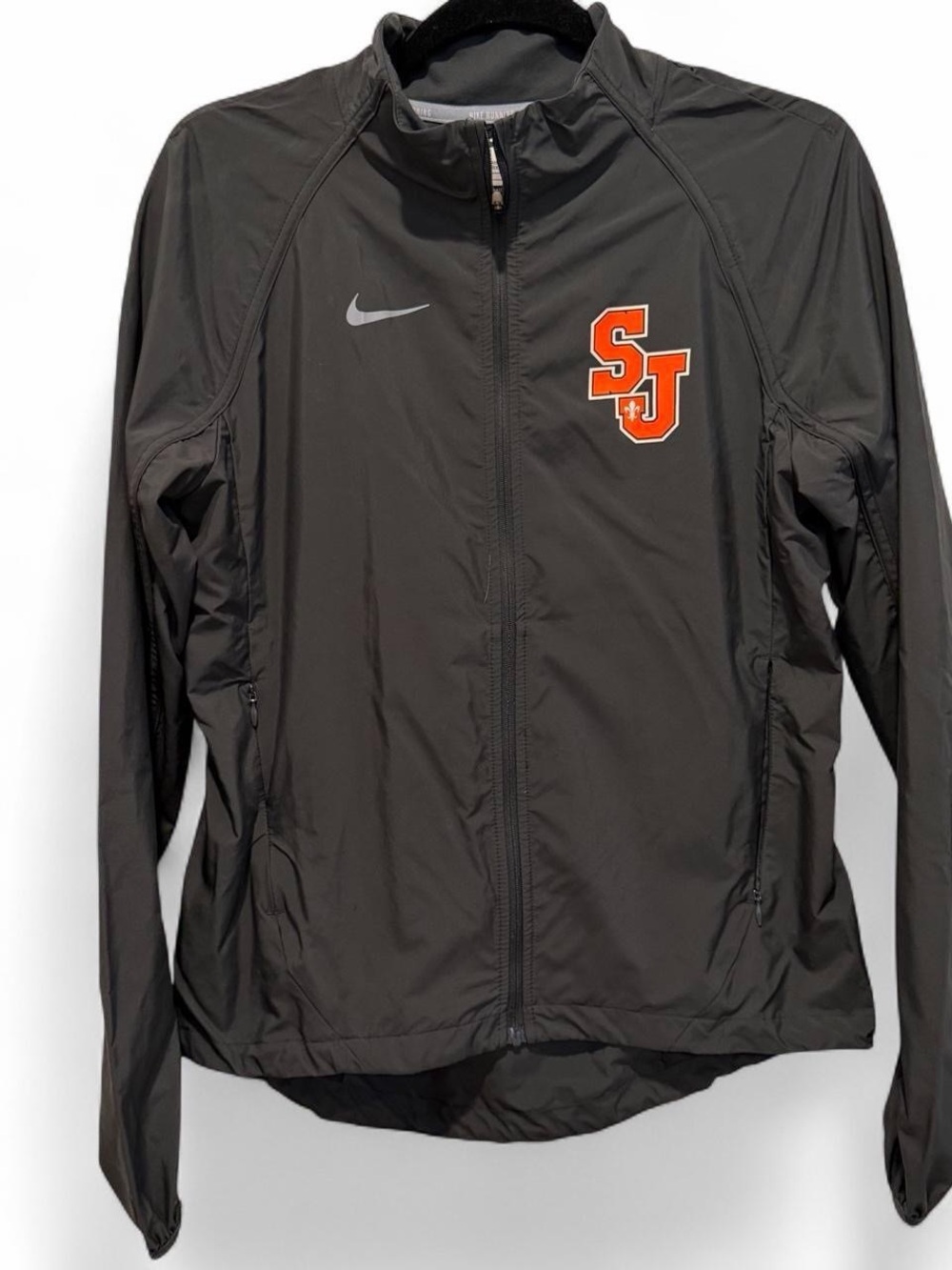 Nike Women's Dk Grey Running Team Jacket with Orange SJ Logo Small